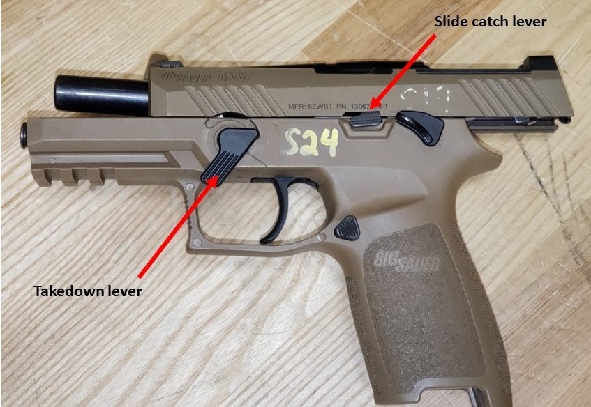 photo of M17/M18 pistol levers