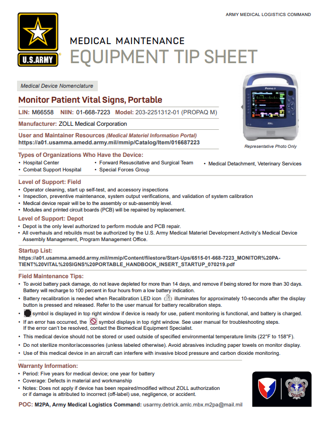 ALMC Portable Patient Vital Signs Monitor Tip Sheet