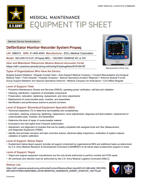 Propaq Defibrillator Monitor-Recorder System Tip Sheet