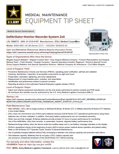 Zoll Defibrillator Monitor-Recorder System Tip Sheet