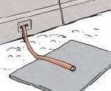 Put end of fuel overflow hose on petroleum absorbent mat