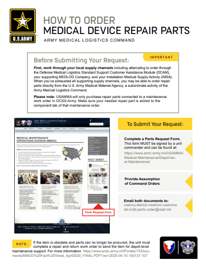 MedLog How to Order Medical Device Repair Parts
