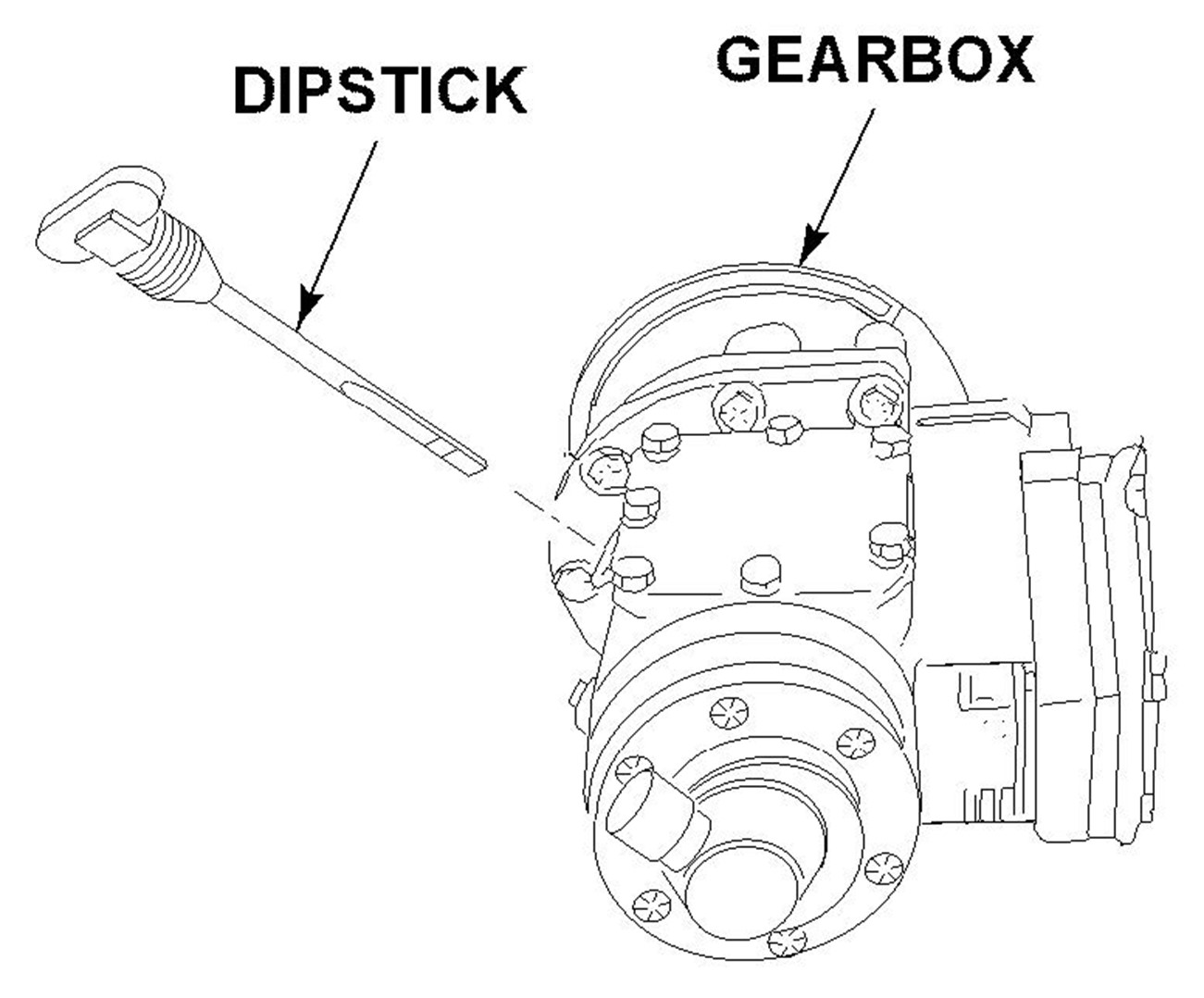 Right angle fan drive gearbox and dipstick