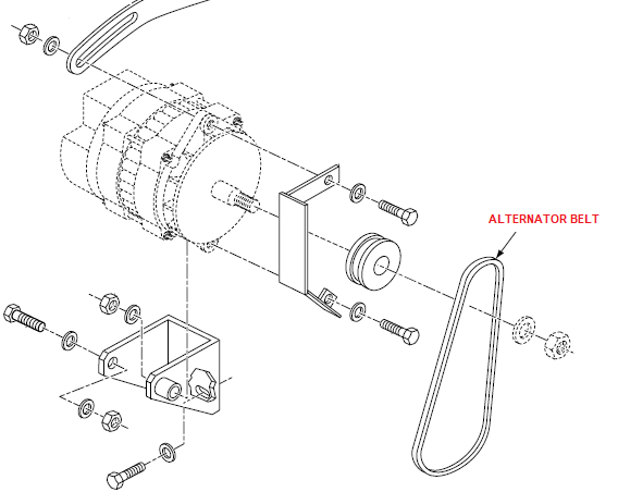 Schematic showing the alternator belt