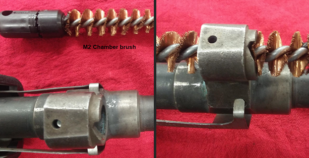 Clean the gas hole bushing with M2 chamber brush